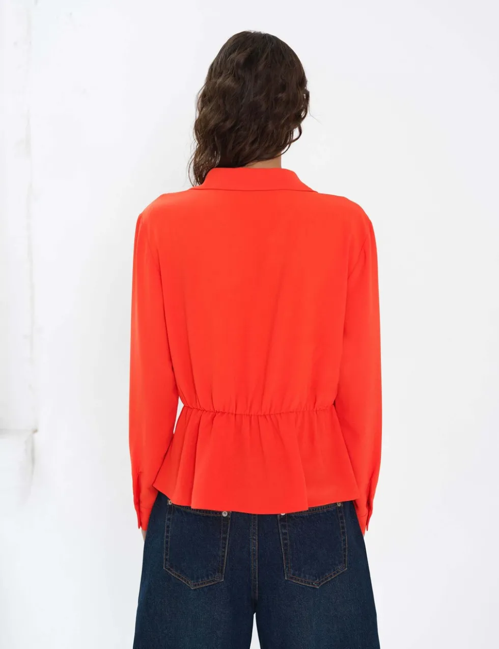 Collared Waisted Wrap Detail Blouse