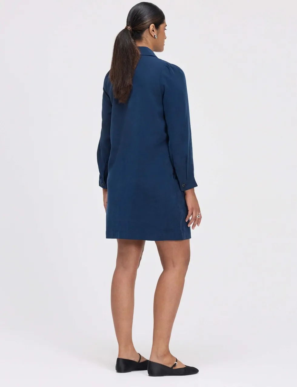 Collared Zip Up Mini Shirt Dress