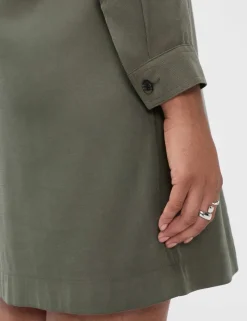 Collared Zip Up Mini Shirt Dress