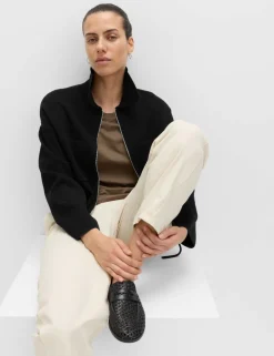 Collared Zip Up Relaxed Knitted Jacket