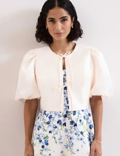 Collarless Cropped Jacket