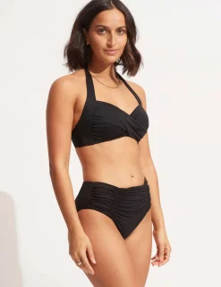 Collective Padded Twist Front Plunge Halterneck Bikini Top