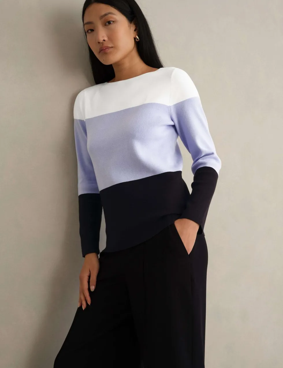 Colour Block Crew Neck Jumper