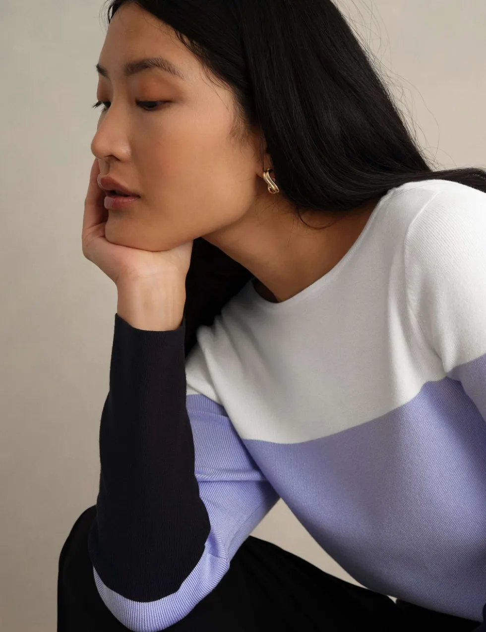 Colour Block Crew Neck Jumper