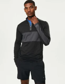 Colour Block Half Zip Top
