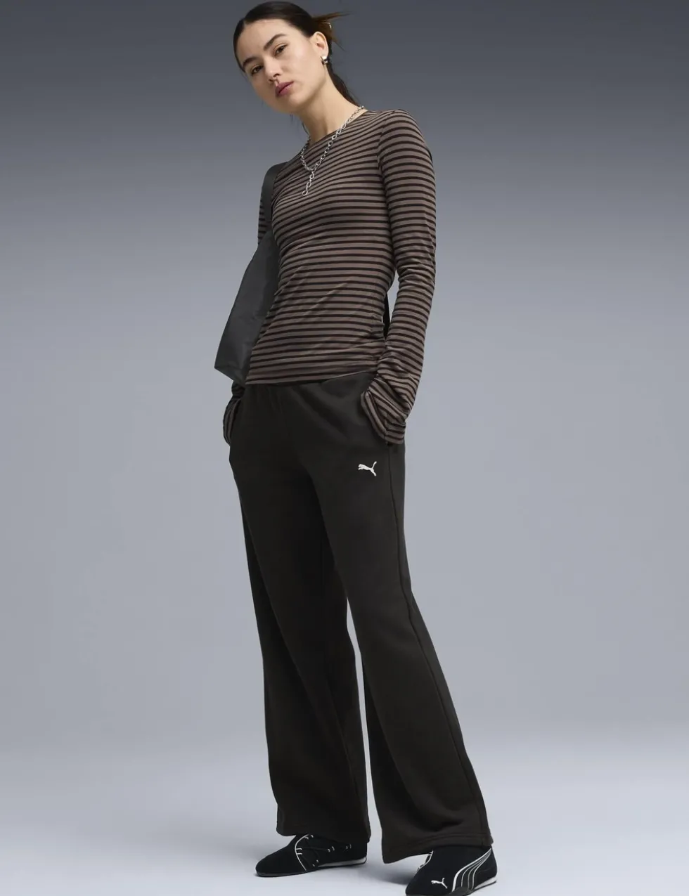 Comfort Cotton Blend Wide Leg Joggers