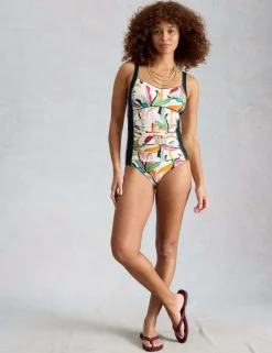 Control Printed Padded Square Neck Swimsuit