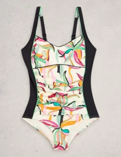 Control Printed Padded Square Neck Swimsuit