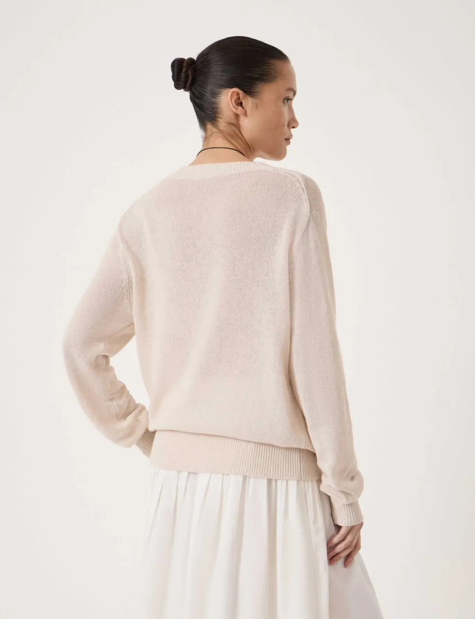 Coralie Linen and Cotton V-Neck Jumper