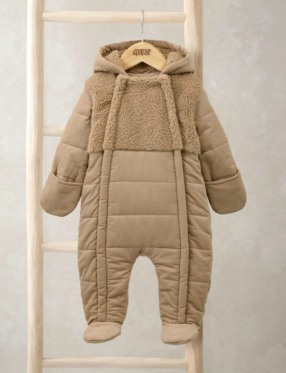 Cord and Borg Quilted Pramsuit (0-12 Mths)