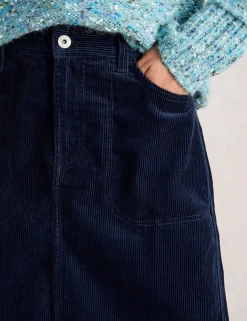 Cord Knee Length A-Line Skirt