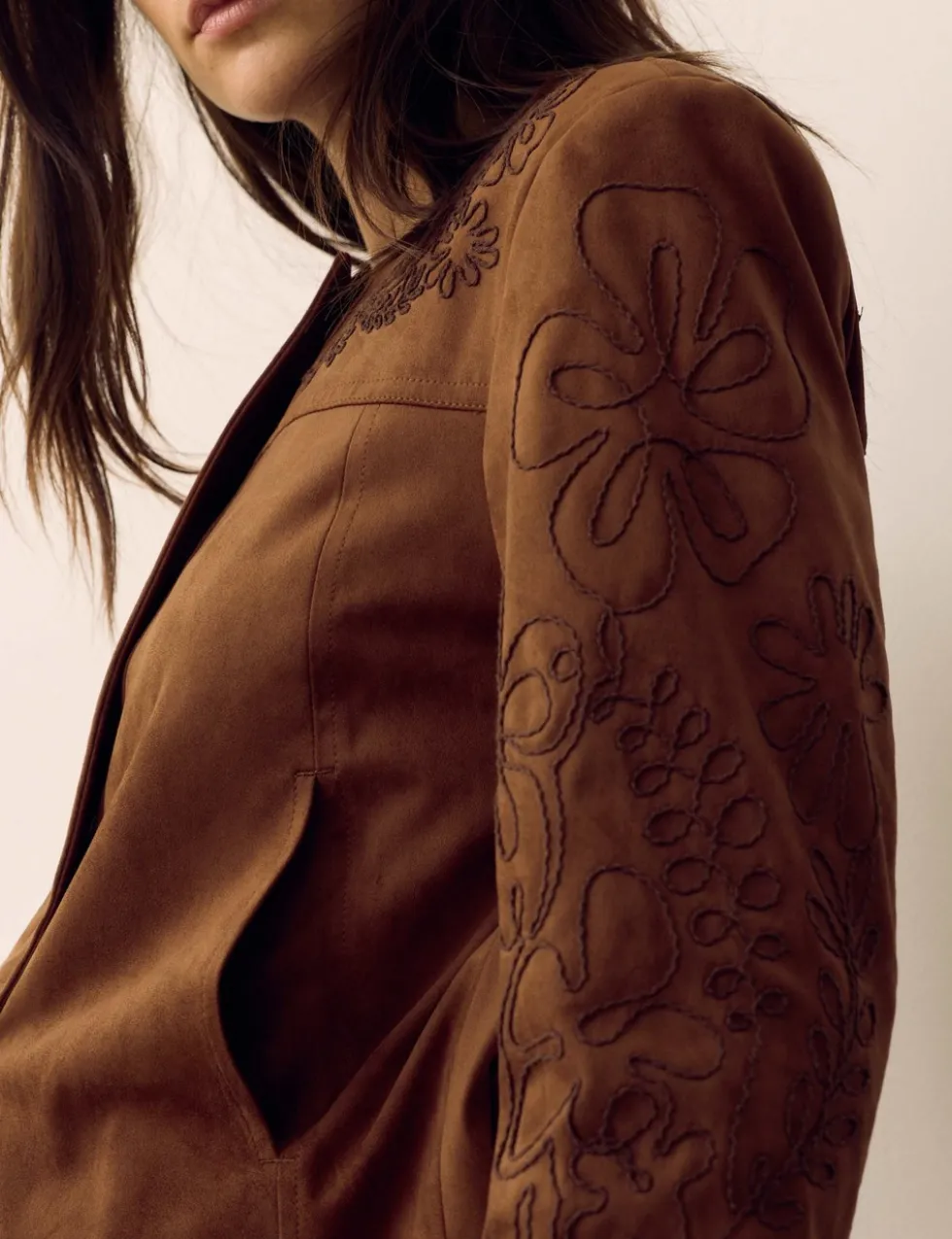 Cornelli Embroidered Suedette Jacket