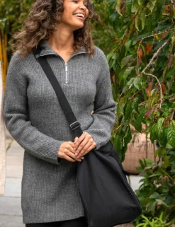 Cosy Ribbed Half-Zip Mini Knitted Dress