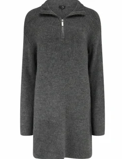 Cosy Ribbed Half-Zip Mini Knitted Dress