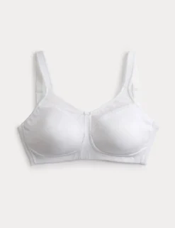 Cotton Blend & Lace Non Wired Total Support Bra B-H