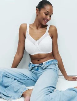 Cotton Blend & Lace Non Wired Total Support Bra B-H