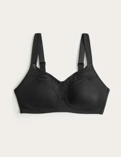 Cotton Blend & Lace Non Wired Total Support Bra B-H