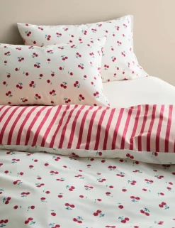 Cotton Blend Cherries Reversible Bedding Set