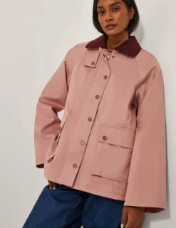 Cotton Blend Cord Collared Utility Jacket