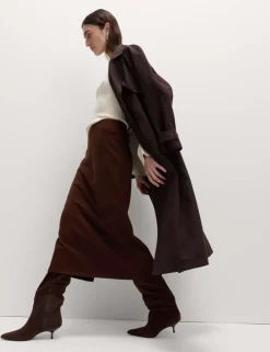Cotton Blend Cosy Midi Pencil Skirt