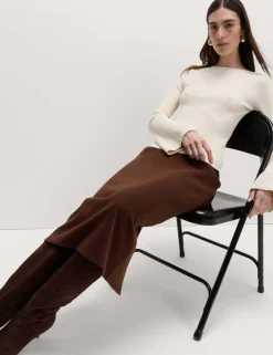 Cotton Blend Cosy Midi Pencil Skirt