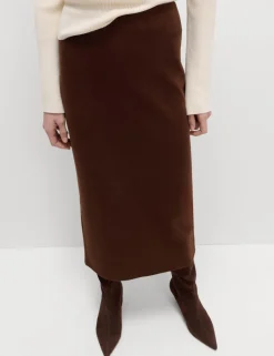 Cotton Blend Cosy Midi Pencil Skirt