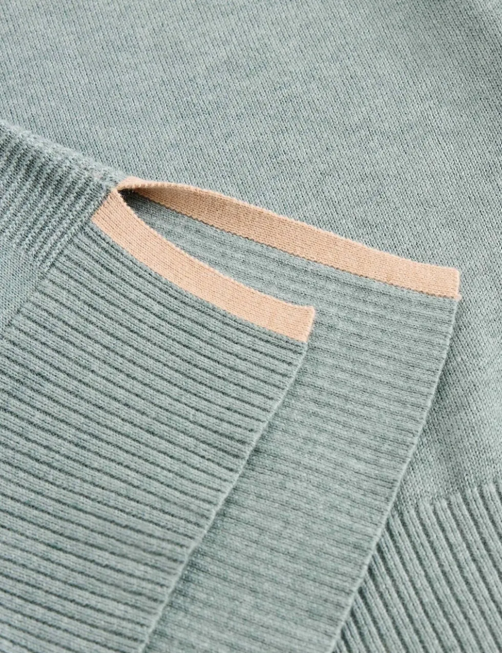 Cotton Blend Crew Neck Split Hem Jumper