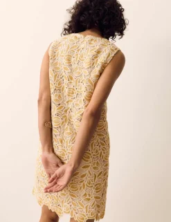 Cotton Blend Crochet Mini Swing Dress