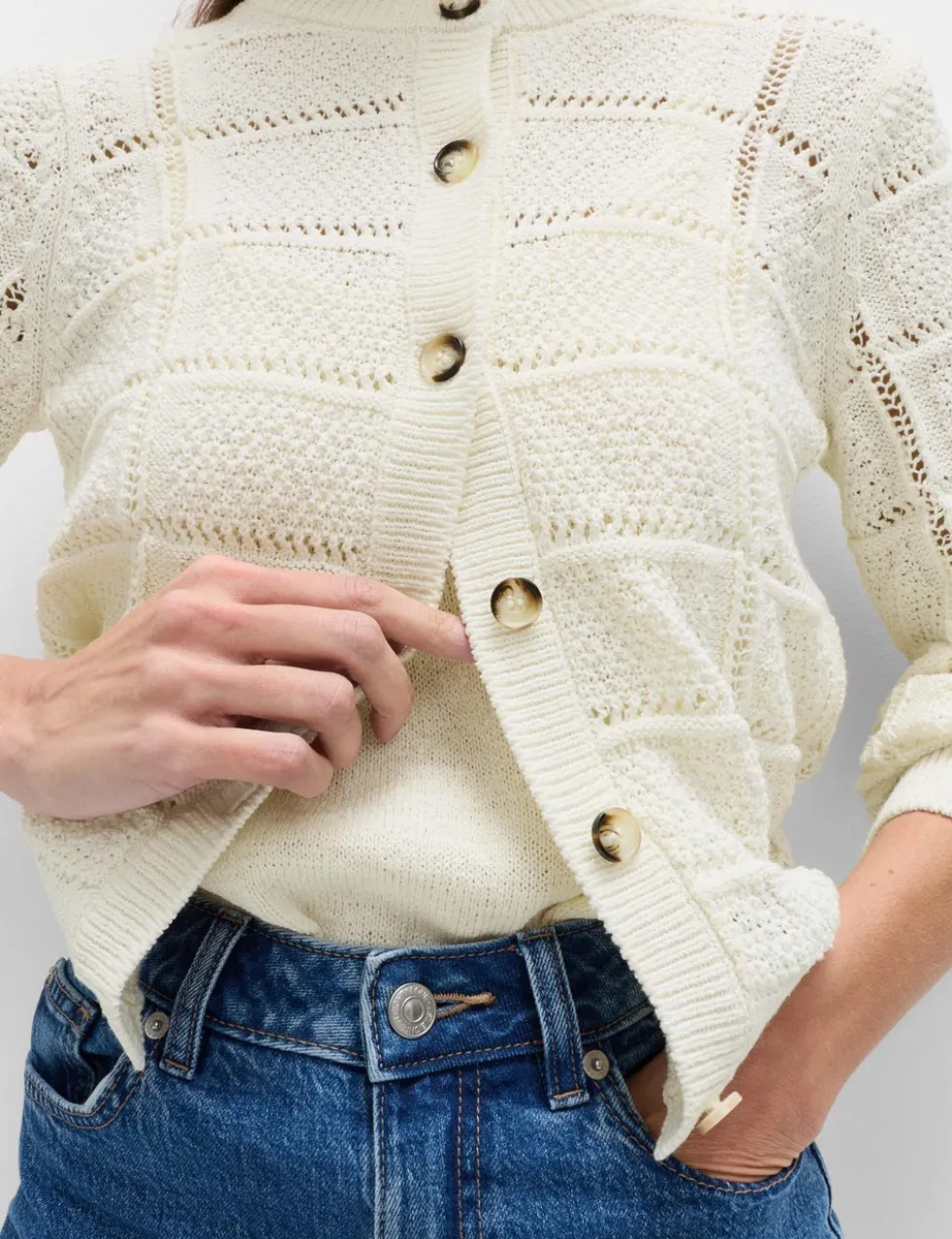 Cotton Blend Cropped Cardigan