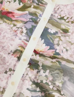 Cotton Blend Floral Button Front Cardigan
