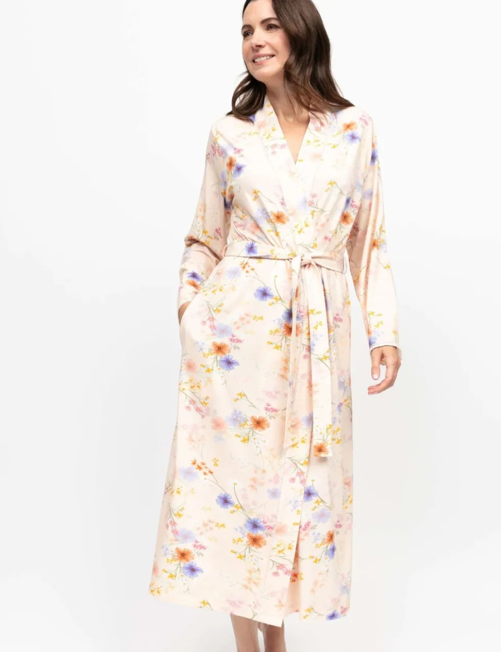Cotton Blend Floral Dressing Gown