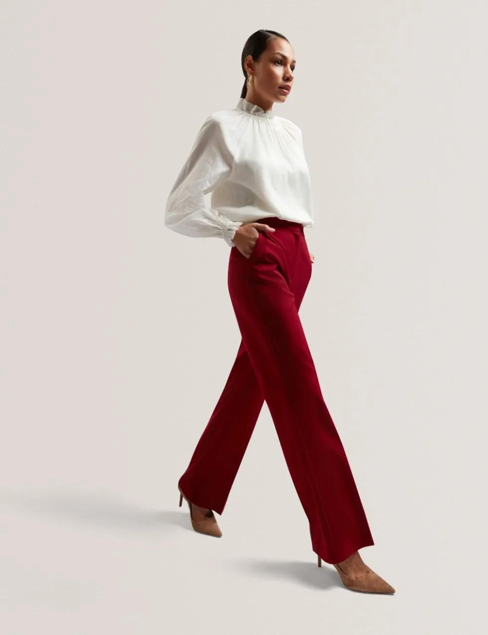Cotton Blend Gathered Ruffle Blouse