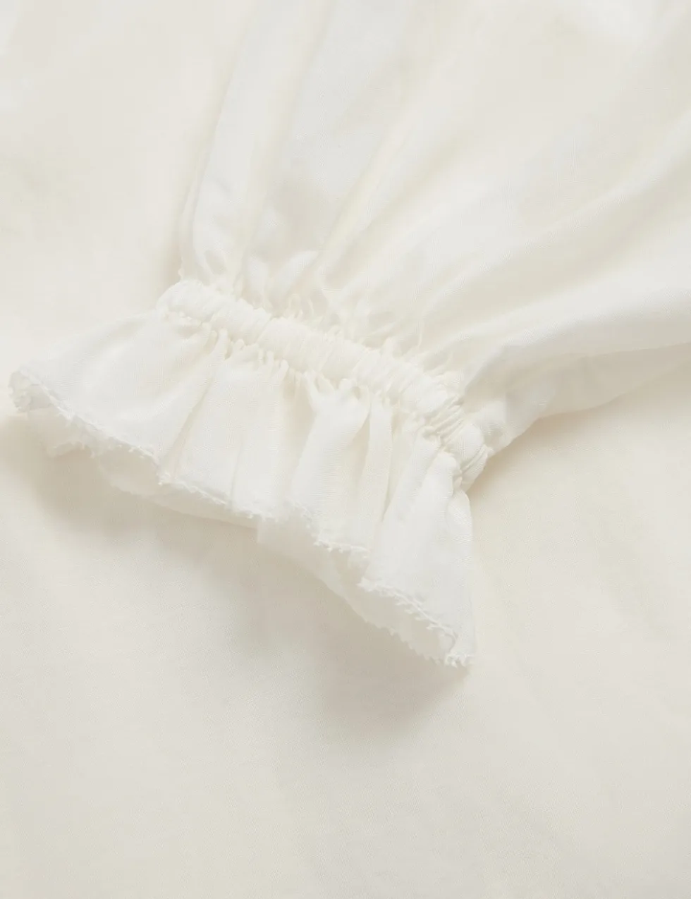 Cotton Blend Gathered Ruffle Blouse