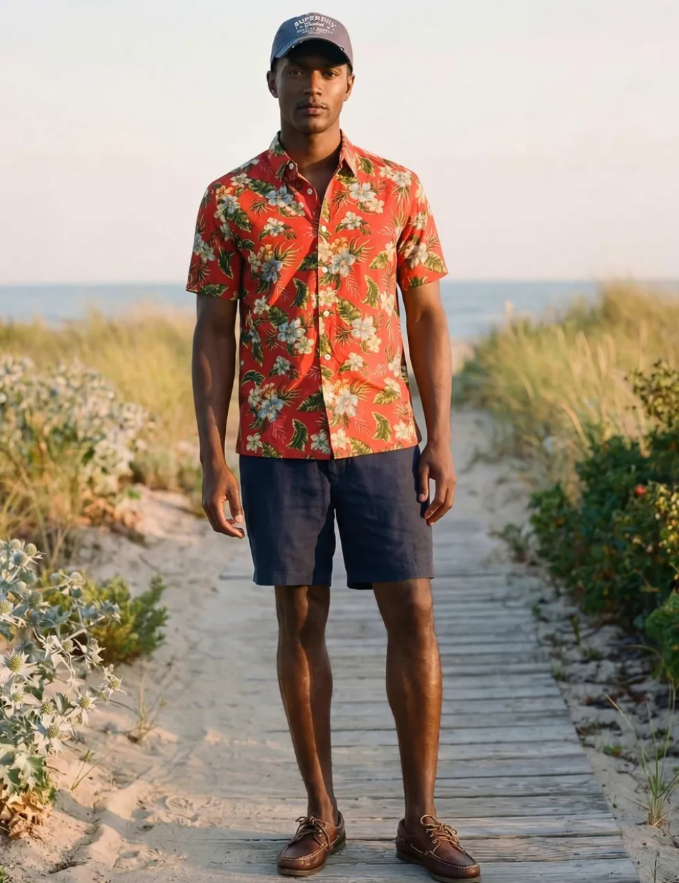 Cotton Blend Hawaiian Shirt