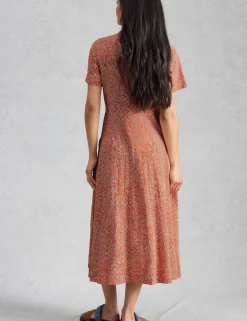 Cotton Blend Heart Print Midi Shirt Dress