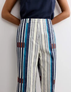 Cotton Blend Jacquard Straight Leg Trousers