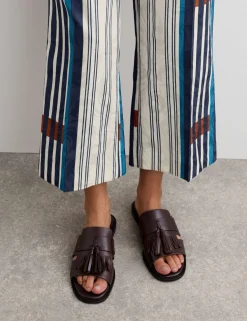 Cotton Blend Jacquard Straight Leg Trousers