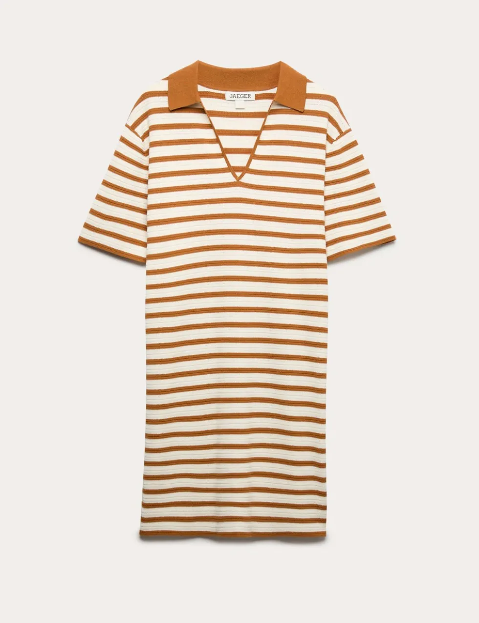 Cotton Blend Knitted Striped V-Neck Dress