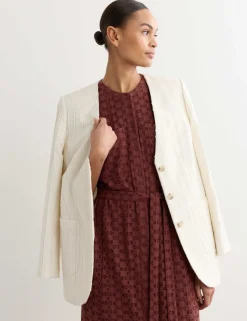 Cotton Blend Lace Midi Shirt Dress