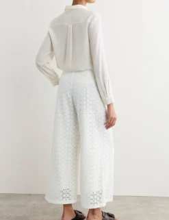 Cotton Blend Lace Straight Leg Trousers