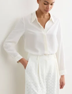 Cotton Blend Lace Straight Leg Trousers