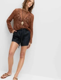 Cotton Blend Metallic Jumper with Linen