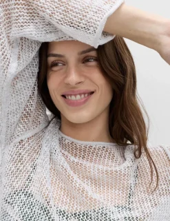 Cotton Blend Metallic Jumper with Linen