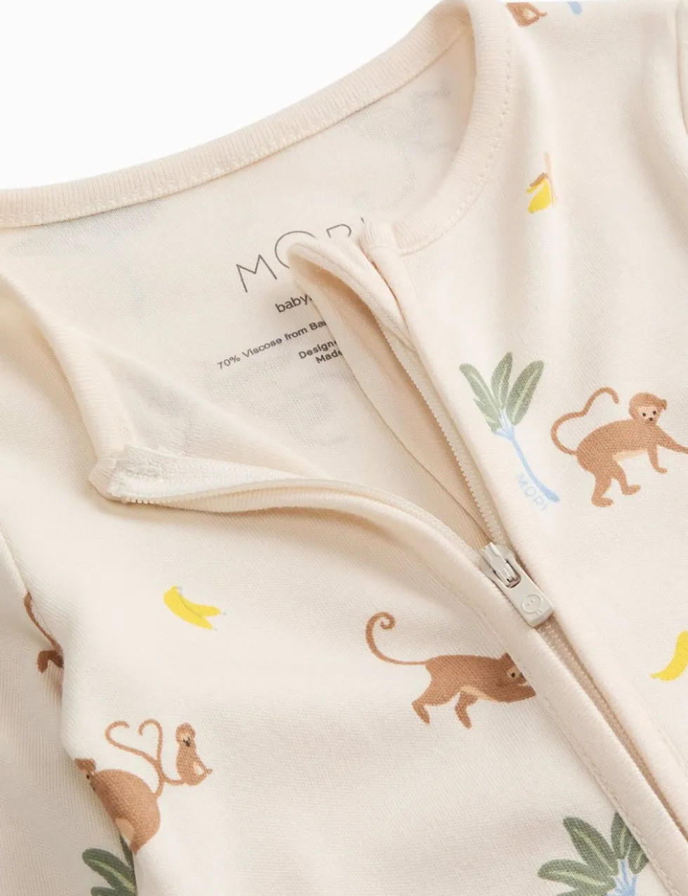 Cotton Blend Monkey Zip Sleepsuit (7lbs-3 Yrs)