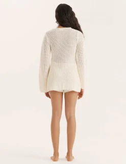 Cotton Blend Open Knit Beach Shorts