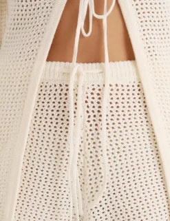 Cotton Blend Open Knit Beach Shorts