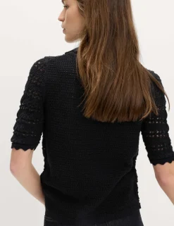 Cotton Blend Open Stitch Cardigan