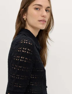 Cotton Blend Open Stitch Cardigan
