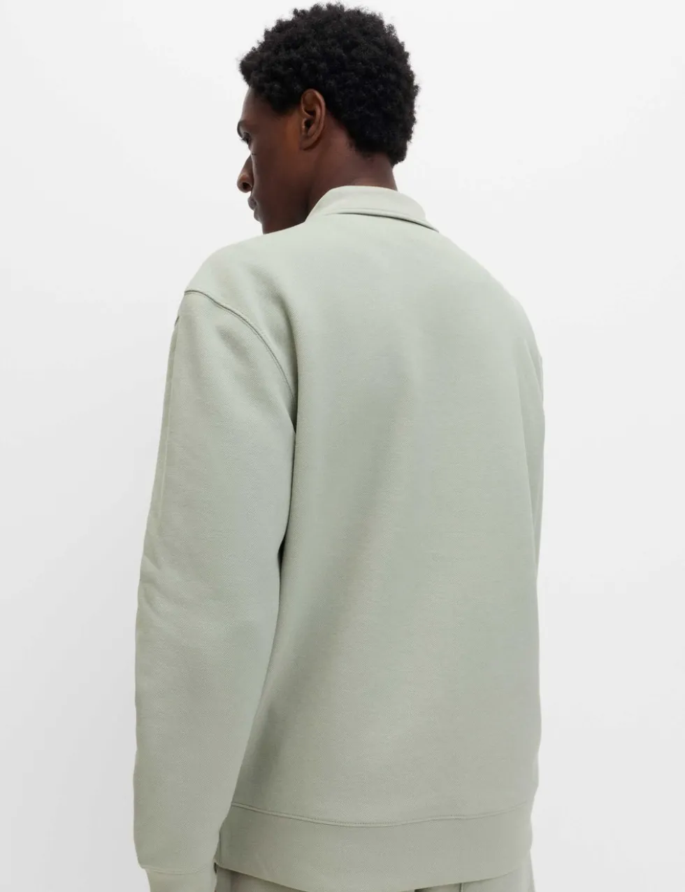 Cotton Blend Pique Half Zip Top