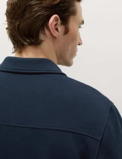 Cotton Blend Pique Overshirt